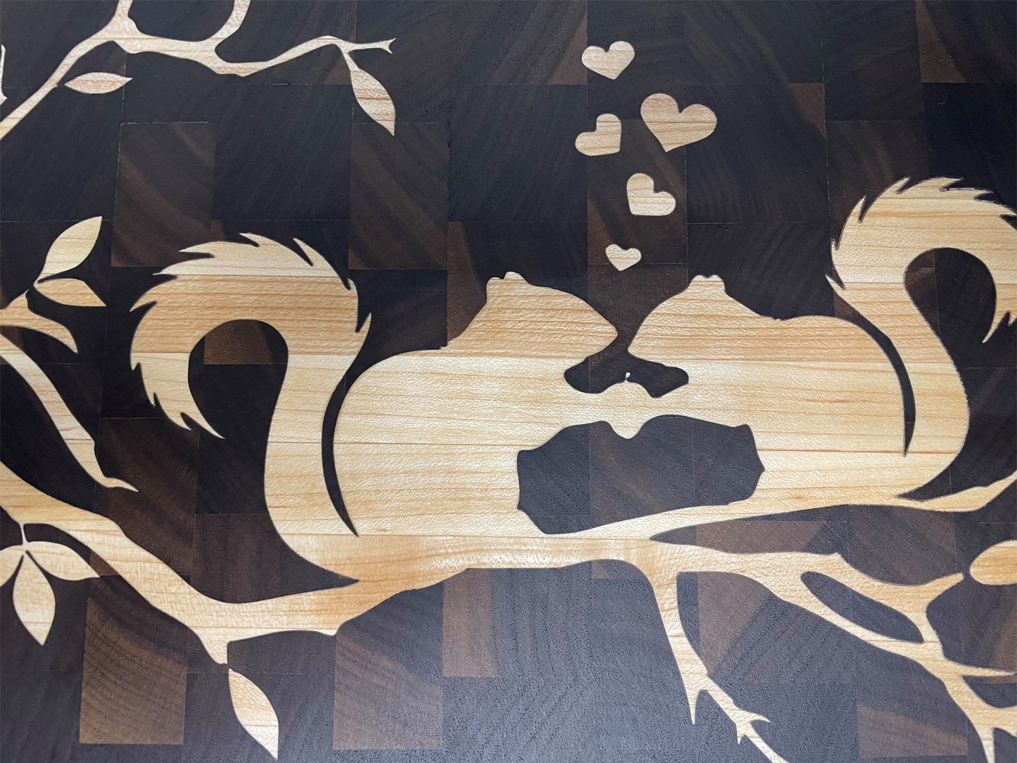 Squirrels in Love End Grain Cutting Block