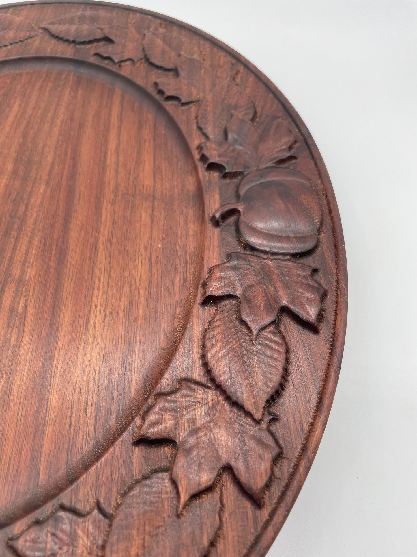 Carved Leaves Black Walnut Harvest Platter