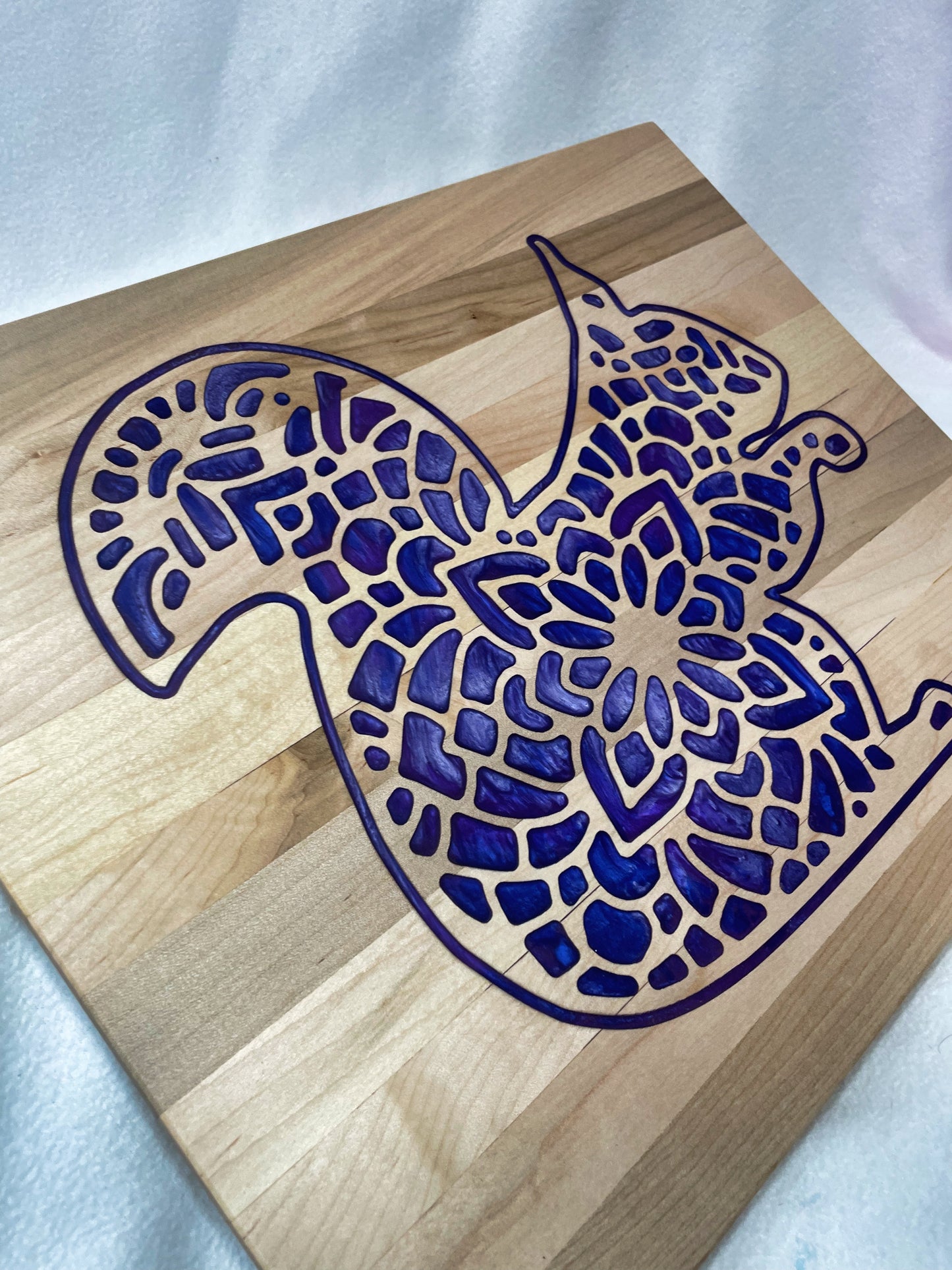 Squirrel Mandala Solid Maple Cutting Serving Board