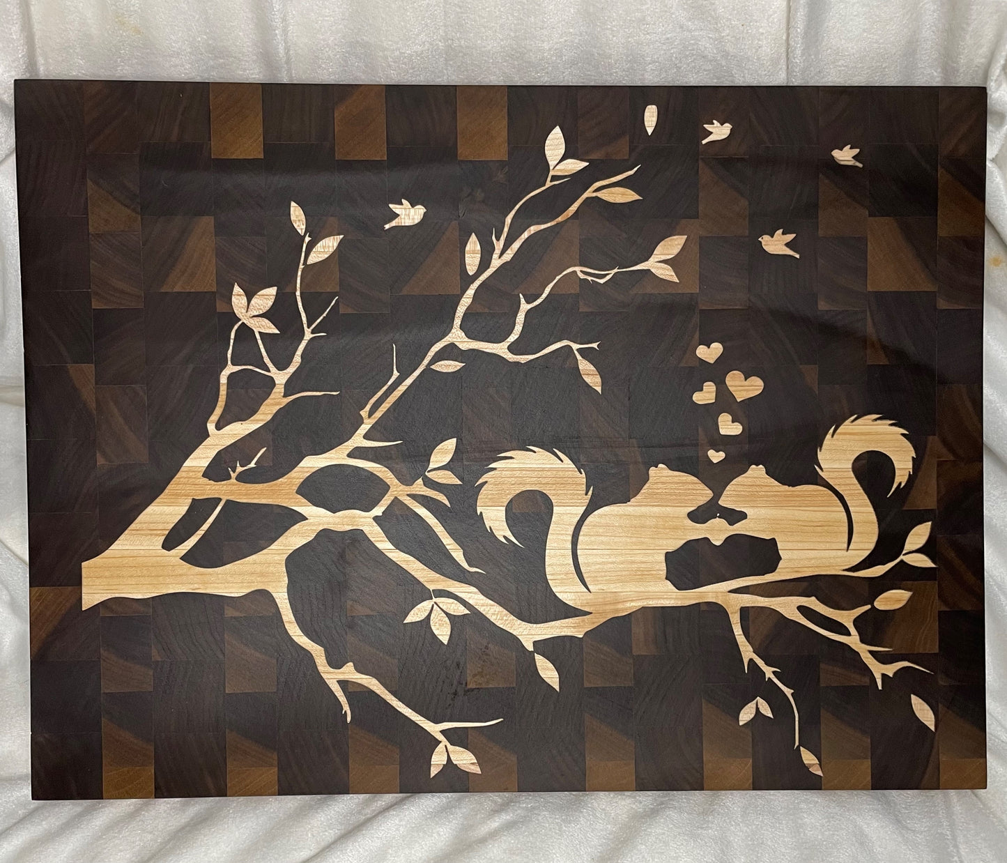 Squirrels in Love End Grain Cutting Block