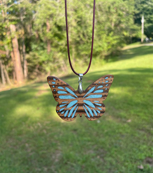Inlaid Butterfly Pendant