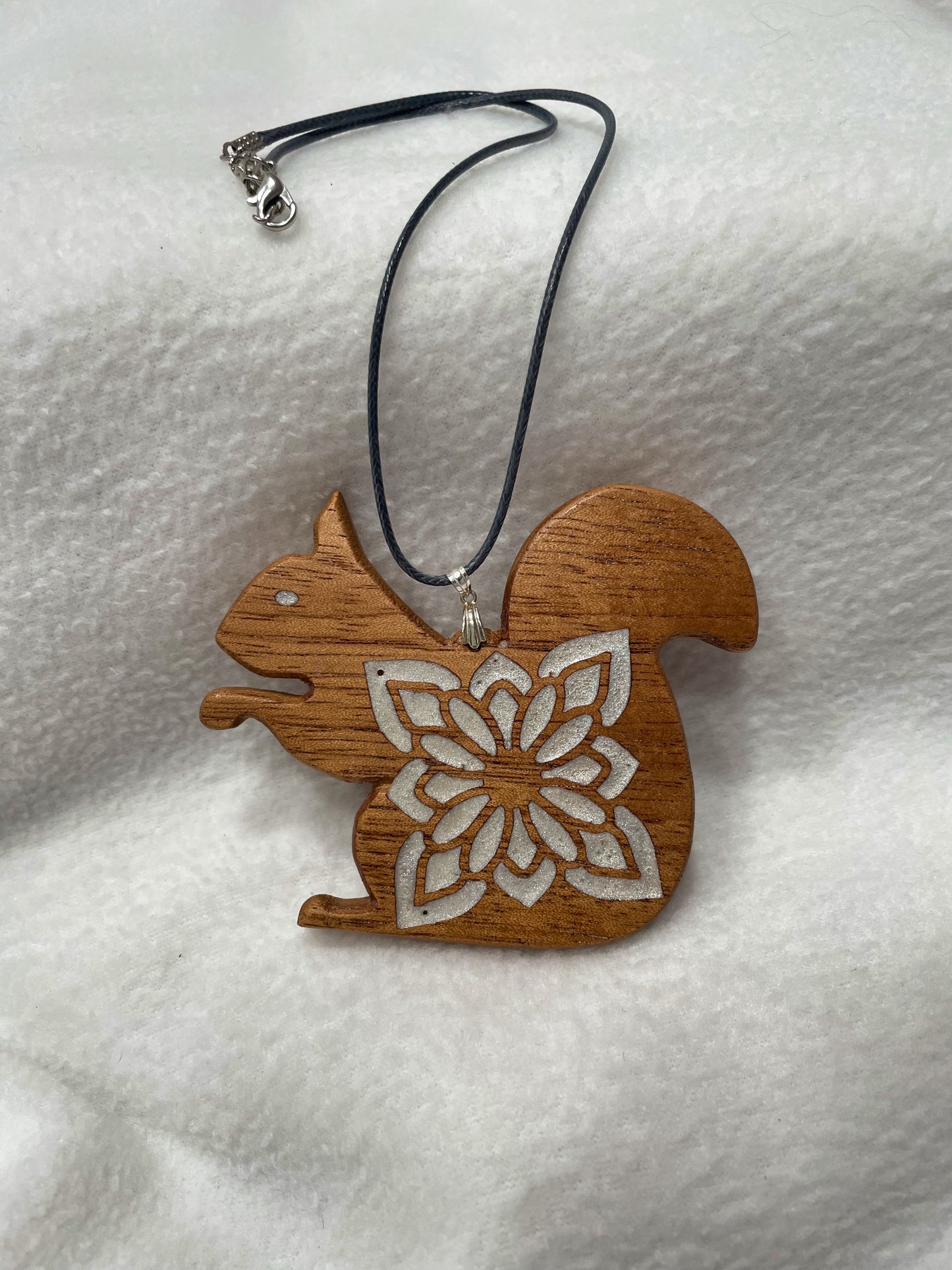 Hardwood Squirrel Lotus Pendant