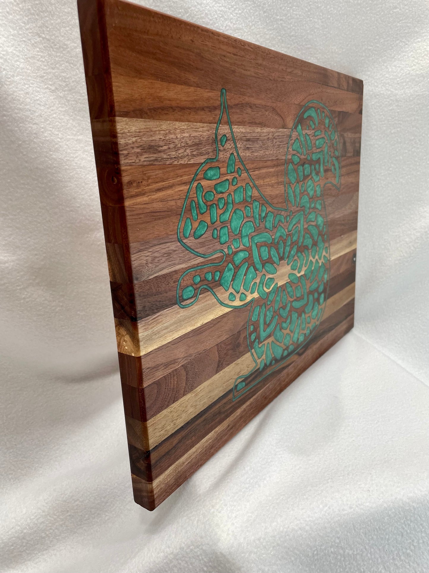 Walnut Squirrel Mandala Resin Inlay Cutting Serving Board