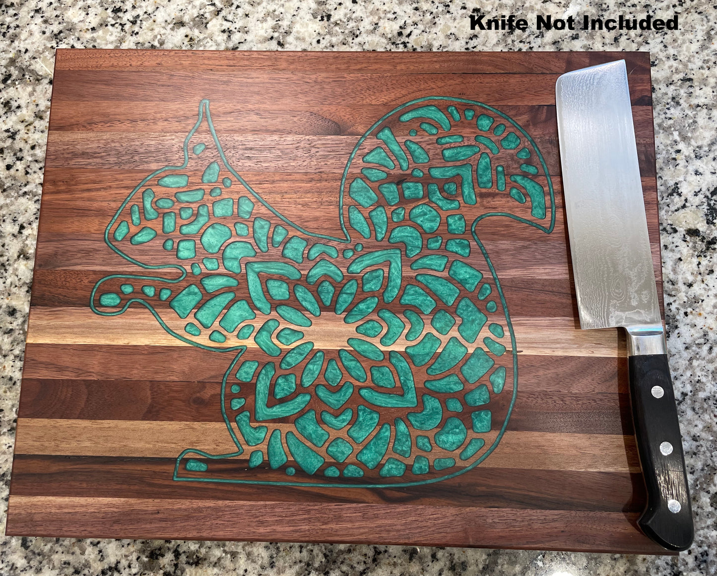 Walnut Squirrel Mandala Resin Inlay Cutting Serving Board