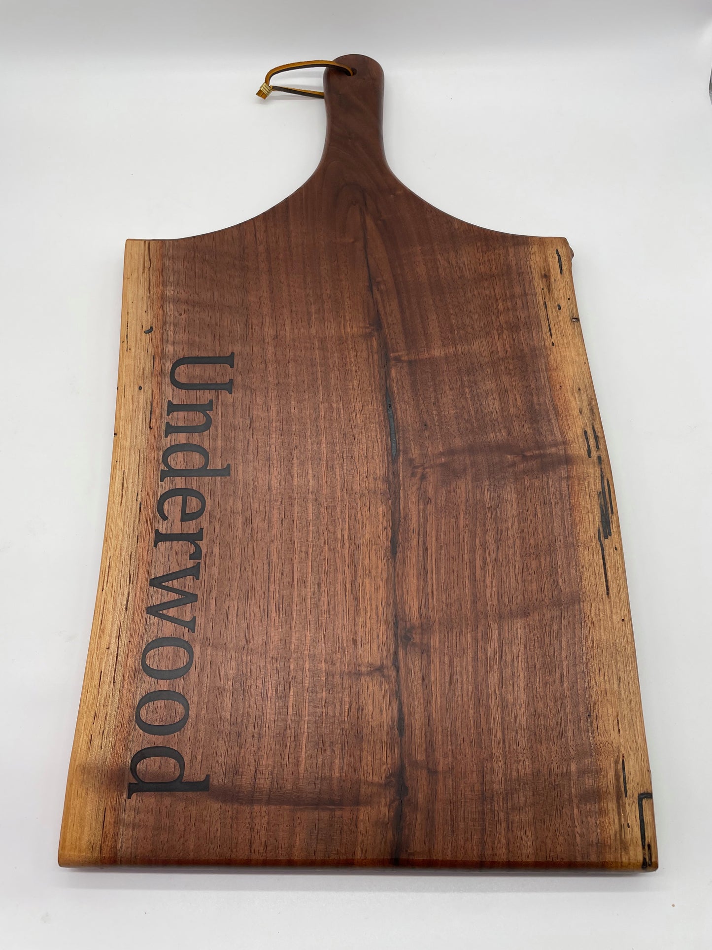 Large Live Edge Walnut Paddle Style Serving Board