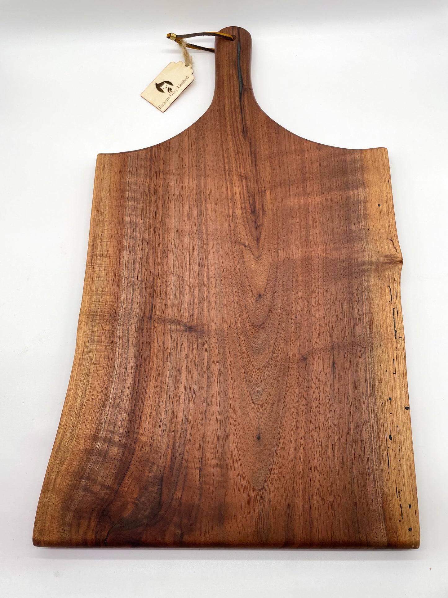 Large Live Edge Walnut Paddle Style Serving Board