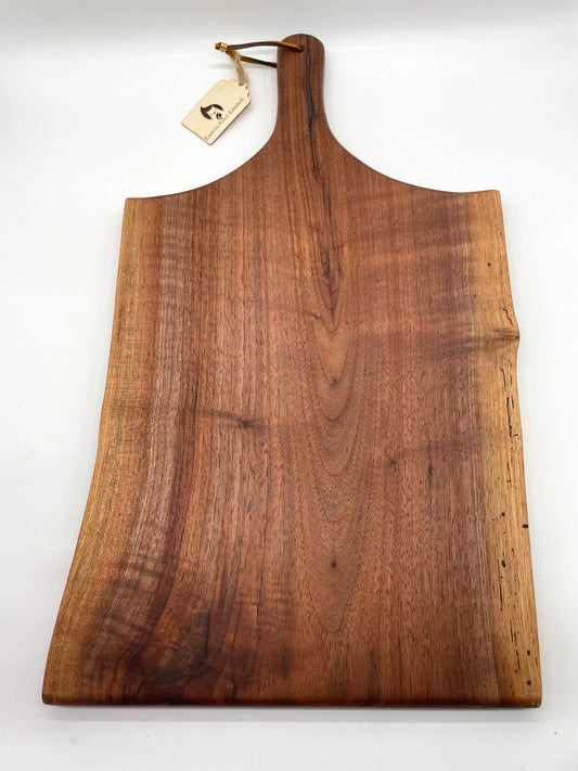 Large Live Edge Walnut Paddle Style Serving Board