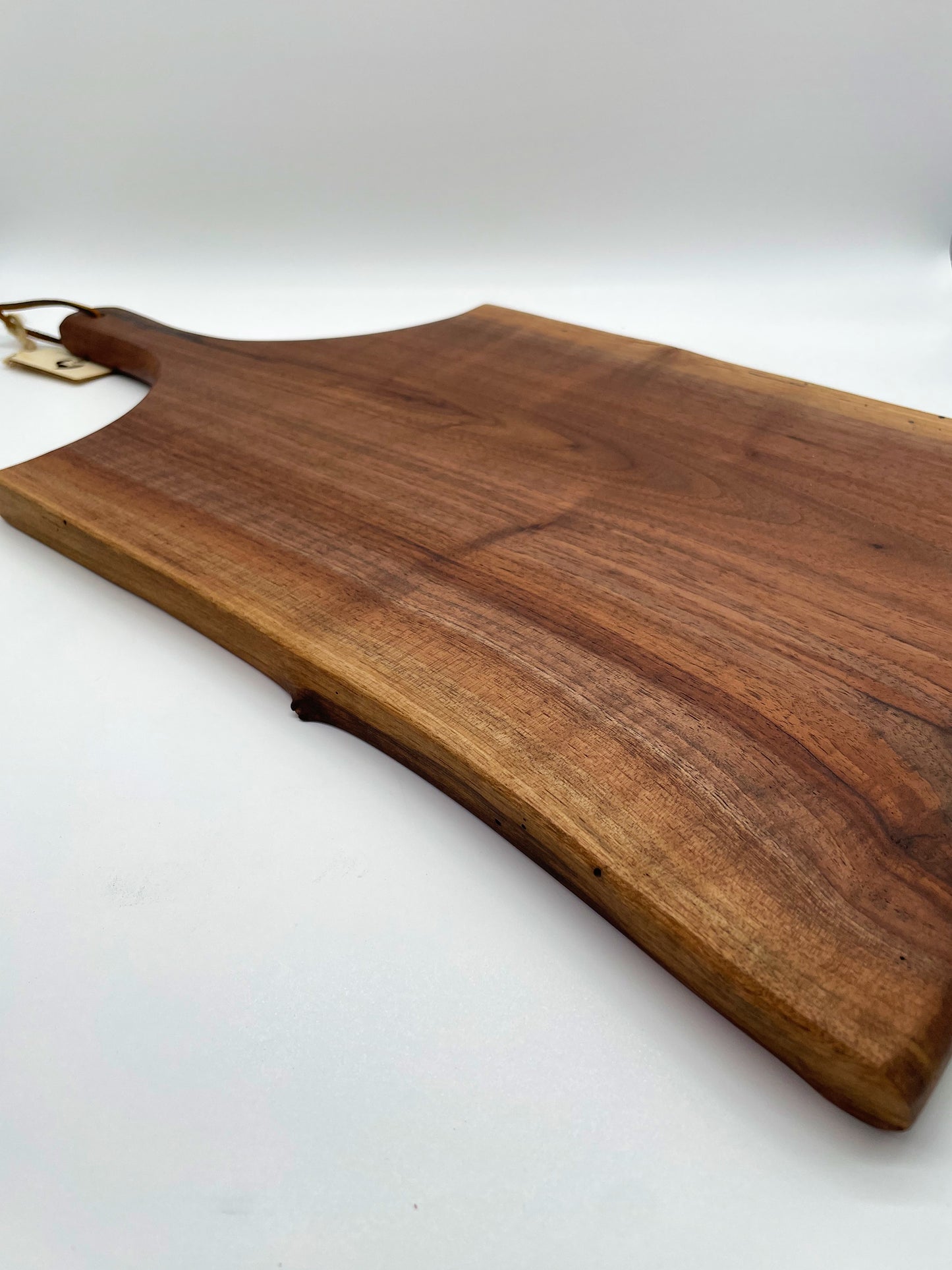 Large Live Edge Walnut Paddle Style Serving Board