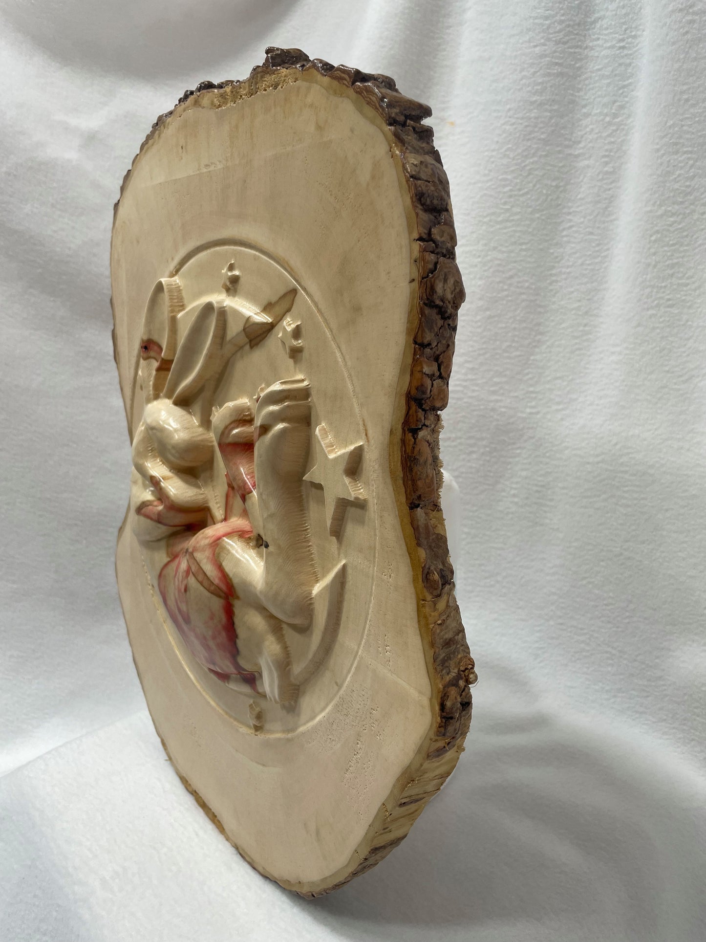 Rabbit In The Moon Live Edge Carving