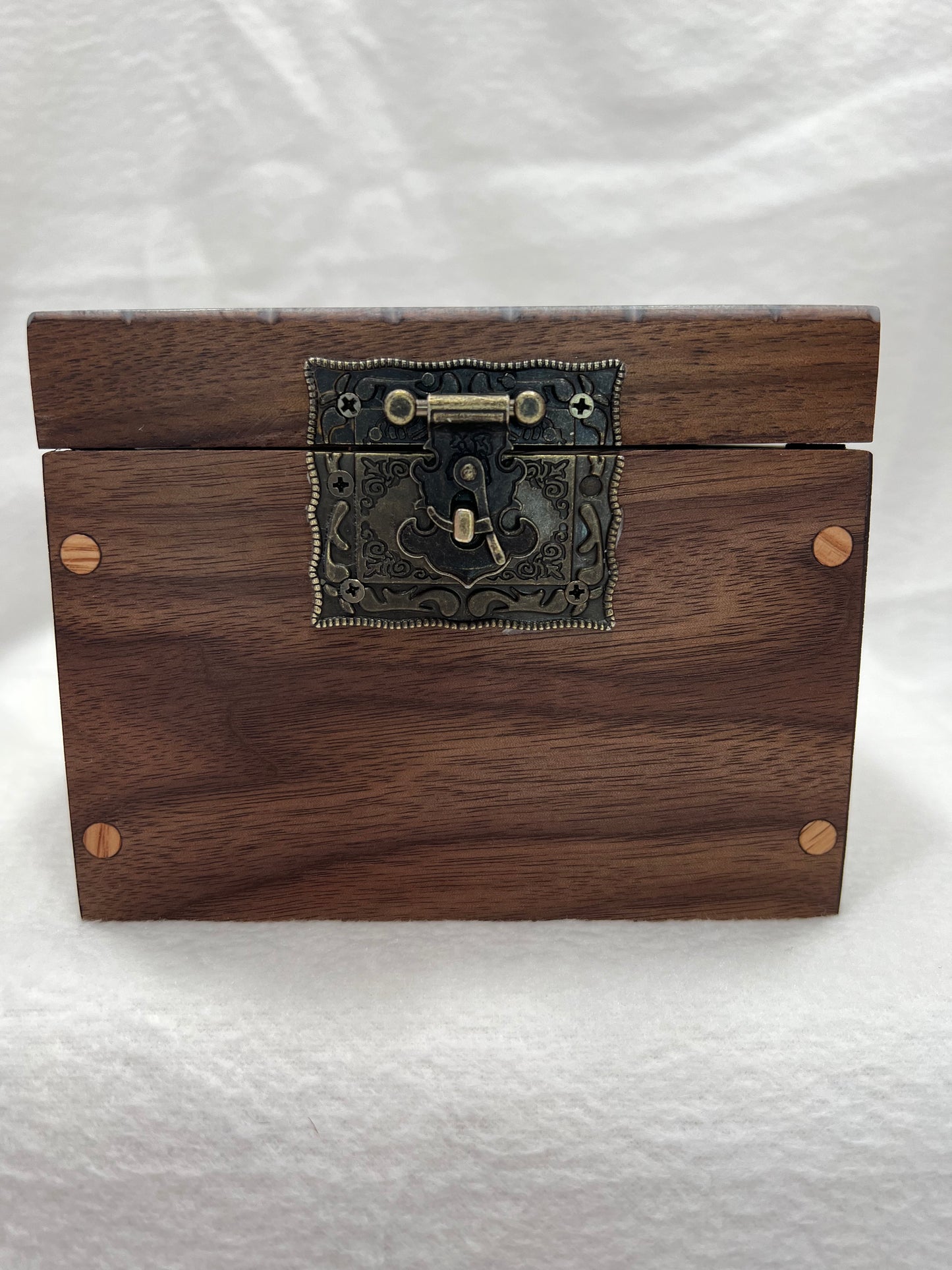 Small Cedar Lined Storage Box with Carved Inlaid Top