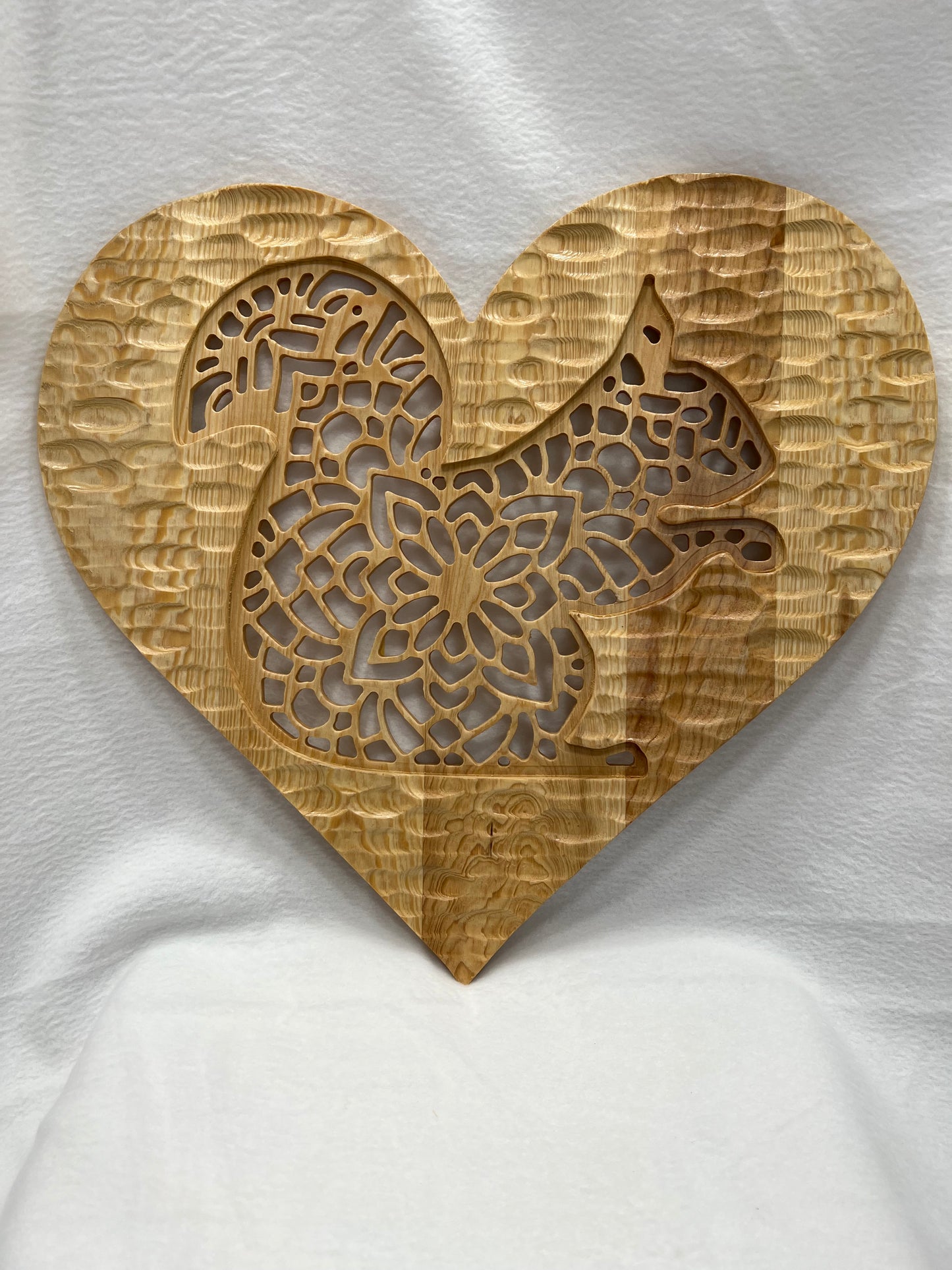 Texture Heart Squirrel Mandala Cypress Wood Wall Art